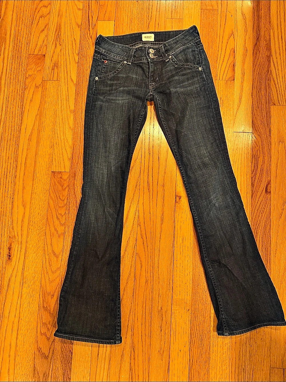 Hudson Low-Rise Bootcut Dark Wash Jeans, Waist 24